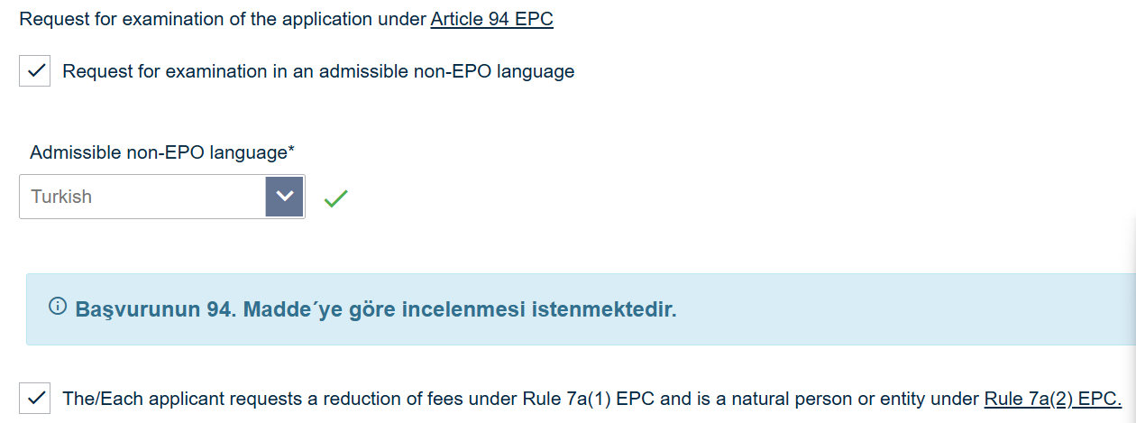 EPO OF 2.0 Başvuru Hakkında - Madde 7a(1) EPC kutusu
